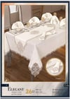 Elegant  Linen Yemek Takımı Masa Seti 12 Kişilik 26 Parça160×260 cm Runner Set Krem-Gümüş