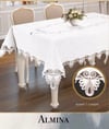 Gardenya Keten Tek Masa Örtüsü 155x400 cm Dantelli Yemek Masası Örtüsü Almina Model Krem