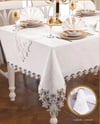 Helena Yemek Takımı Masa Seti 12 Kişilik 26 Parça 155 × 220 cml Runner Set Kreme Krem