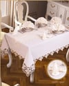 Karanfil Gardenya Keten Yemek Takımı Masa Seti 12 Kişilik 26 Parça 160×220 cm Runner Set Krem-Gold
