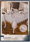 Karanfil Gardenya Keten Yemek Takımı Masa Seti 12 Kişilik 26 Parça 160 × 260 cm Runner Set Gri