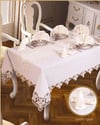 Karanfil Gardenya Keten Yemek Takımı Masa Seti 12 Kişilik 26 Parça 160×220 cm Runner Set Krem-Gold