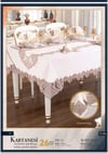 Kartanesi Gardenya Keten Yemek Takımı Masa Seti 12 Kişilik 26 Parça 160 × 220 cm Runner Set Krem-Kapiçino