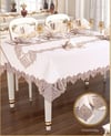 Kartanesi Gardenya Keten Yemek Takımı Masa Seti 12 Kişilik 26 Parça 160 × 220 cm Runner Set Krem-Kapiçino