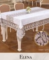 Keten İşlemeli Masa Örtüsü 160x260 cm Dantelli Yemek Masası Örtüsü Elena Model Krem-Gold