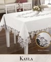 Keten Masa Örtüsü Tablecloth 155x260 cm Dantel Masası Örtüsü Kayla Model Krem