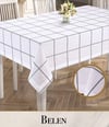 Keten Tek Masa Örtüsü Masa Örtüsü 155x220 cm  Yemek Masası Örtüsü Belen Model Krem