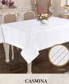 Keten Tek Masa Örtüsü Tablecloth 150x220 cm Çizgili Yemek Masası Örtüsü Casmina Model Krem