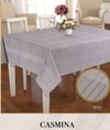 Keten Tek Masa Örtüsü Tablecloth 150x220 cm Çizgili Yemek Masası Örtüsü Casmina Model Gri