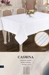 Keten Tek Masa Örtüsü Tablecloth 150x450 cm Çizgili Yemek Masası Örtüsü Casmina Model Krem