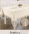 Keten Tek Masa Örtüsü Tablecloth 160x300 cm Dantelli Yemek Masası Örtüsü Isabella Model Gold