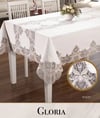 Keten Tek Masa Örtüsü Tablecloth 160x450 cm Dantelli Yemek Masası Örtüsü Gloria Model Krem