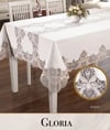 Keten Tek Masa Örtüsü Tablecloth 160x450 cm Dantelli Yemek Masası Örtüsü Gloria Model Krem