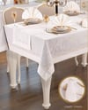 Liana Yemek Takımı Masa Seti 12 Kişilik 26 Parça 155 × 220 cm Runner Set Krem-Krem