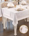 Liana Yemek Takımı Masa Seti 12 Kişilik 26 Parça 155 × 220 cm Runner Set Krem-Krem