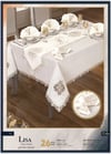 Lisa Linen Yemek Takımı Masa Seti 12 Kişilik 26 Parça 160 × 260 cm Runner Set Krem