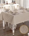Mine Linen Yemek Takımı Masa Seti 12 Kişilik 26 Parça Supla Runner Set Kapiçino