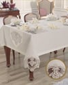 Mine Linen Yemek Takımı Masa Seti 12 Kişilik 26 Parça Supla Runner Set Krem-Silver