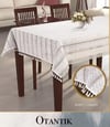 Pamuklu Masa Örtüsü Tablecloth 150x260 cm Yemek Masası Örtüsü Otantik Model Krem