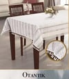 Pamuklu Masa Örtüsü Tablecloth 150x350 cm Yemek Masası Örtüsü Otantik Model Krem