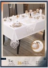 Taç Keten Yemek Takımı Masa Seti 12 Kişilik 26 Parça 160 × 220 cm Runner Set Krem-Krem