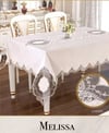 Velvet Kadife Tek Masa Örtüsü 160x400 cm Dantelli Yemek Masası Örtüsü Melissa Model Krem