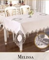 Velvet Kadife Tek Masa Örtüsü 160x450 cm Dantelli Yemek Masası Örtüsü Melissa Model Krem