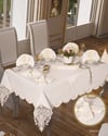 Zambak Gardenya Keten Yemek Takımı Masa Seti 12 Kişilik 26 Parça Supla Runner Set Krem