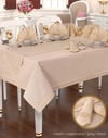 Zara Linen Yemek Takımı Masa Seti 12 Kişilik 26 Parça 155 × 220 cm Runner Set Kapiçino