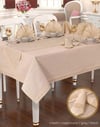 Zara Linen Yemek Takımı Masa Seti 12 Kişilik 26 Parça 155 × 220 cm Runner Set Kapiçino