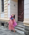 Desenli Pembe Transparan Kadın Kimono
