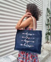Jean Motto Tote Bag