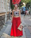 Kırmızı Keten Pantolon