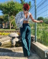 Yeşil Bol Paça Kadın Pantolon