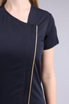 ASİMETRİK  Gold Biyeli Lacivert Elbiseuk