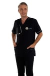V YAKA DOKTOR ÖNLÜĞÜ ECZACI ÖNLÜĞÜ LABORANT ÖNLÜĞÜ HEMŞİRE ÖNLÜĞÜ ESTETİSYEN ÖNLÜĞÜ SİYAH KISA KOL ERKEK ÖNLÜK