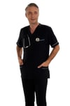V YAKA DOKTOR ÖNLÜĞÜ ECZACI ÖNLÜĞÜ LABORANT ÖNLÜĞÜ HEMŞİRE ÖNLÜĞÜ ESTETİSYEN ÖNLÜĞÜ SİYAH KISA KOL ERKEK ÖNLÜK
