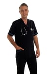 V YAKA DOKTOR ÖNLÜĞÜ ECZACI ÖNLÜĞÜ LABORANT ÖNLÜĞÜ HEMŞİRE ÖNLÜĞÜ ESTETİSYEN ÖNLÜĞÜ SİYAH KISA KOL ERKEK ÖNLÜK