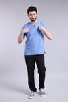 V Yaka Indıgo Kısa Kol Erkek Scrubs
