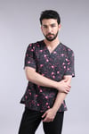 V Yaka Love Desen Kısa Kollu Erkek Scrubs