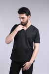 V Yaka Siyah Kısa Kol Erkek Scrubs