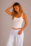 Ekru Ribana Askılı Top-Slim Fit Kadın Atlet