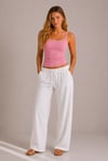 Pembe Ribana Askılı Top-Slim Fit Kadın Atlet