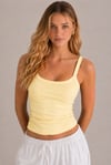 Sarı Ribana Askılı Top-Slim Fit Kadın Atlet