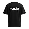 Polis Tişört Baskılı Bisiklet Yaka Pamuklu Kumaş Siyah