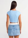 30528 Modal Pamuklu Crop T-Shirt Açık Mavi