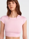 30528 Modal Pamuklu Crop T-Shirt Pudra