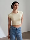 30528 Modal Pamuklu Crop T-Shirt Sarı