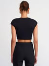 30528 Modal Pamuklu Crop T-Shirt Siyah