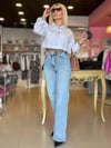31840 Beli Büyük Taş Aksesuarlı Jean Pantolon Mavi